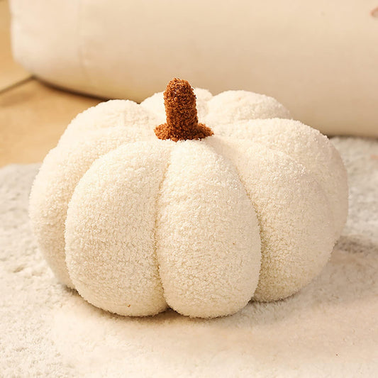 Halloween Pumpkin Plush Pillow - This soft 11-inch Pumpkin Plush Pillow is designed for Halloween Decor. It's perfect for adding a festive touch to your couch or as a Halloween pumpkin decoration gift. Color: White.