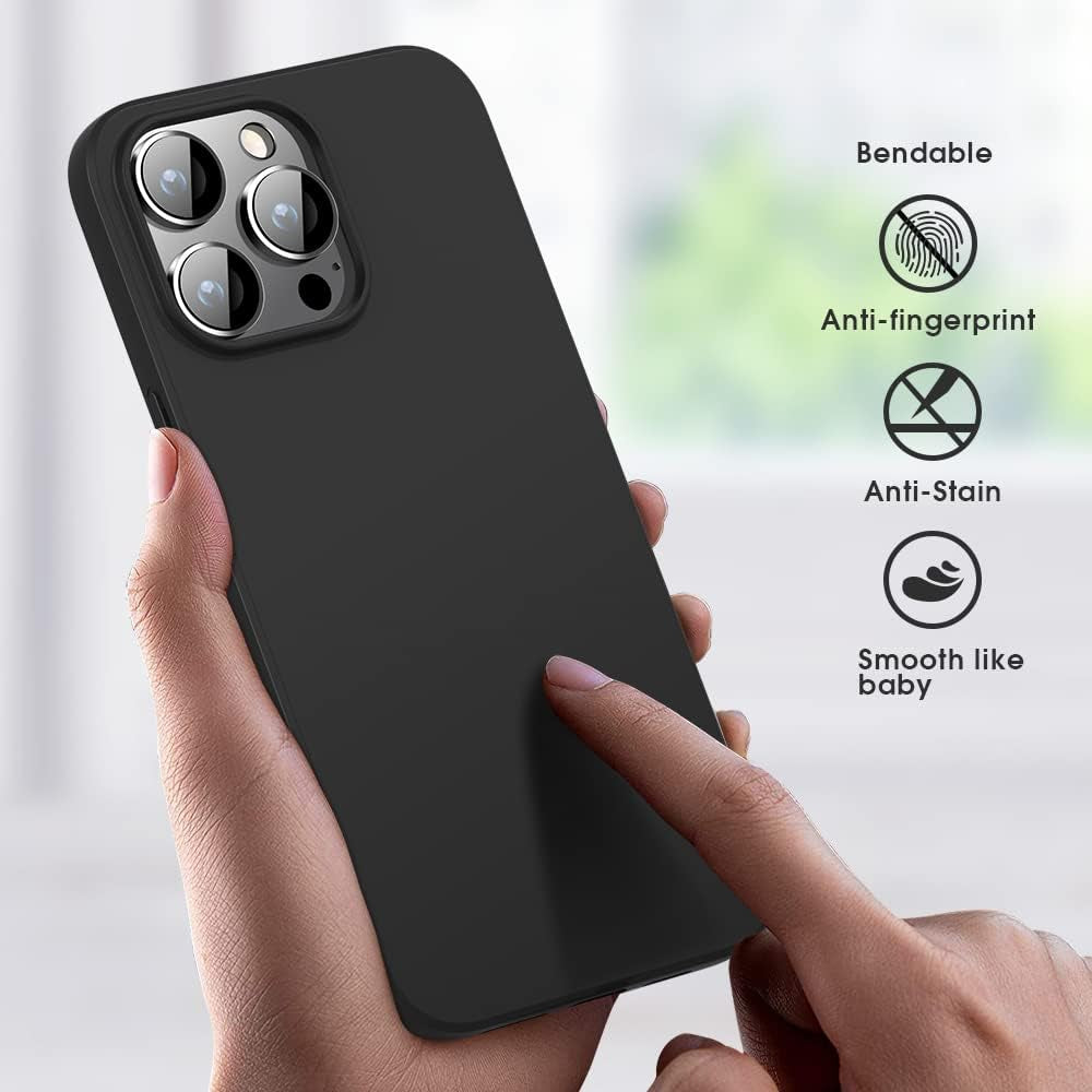 iPhone 14 Pro Max Slim Fit Case - Guardian Series - Ultra-Thin Design - Soft TPU Material with Matte Finish Coating - Lightweight and Anti-Scratch - Provides Grip and Back Cover Protection - Compatible with 6.7" iPhone 14 Pro Max (2022) - Color: Black.