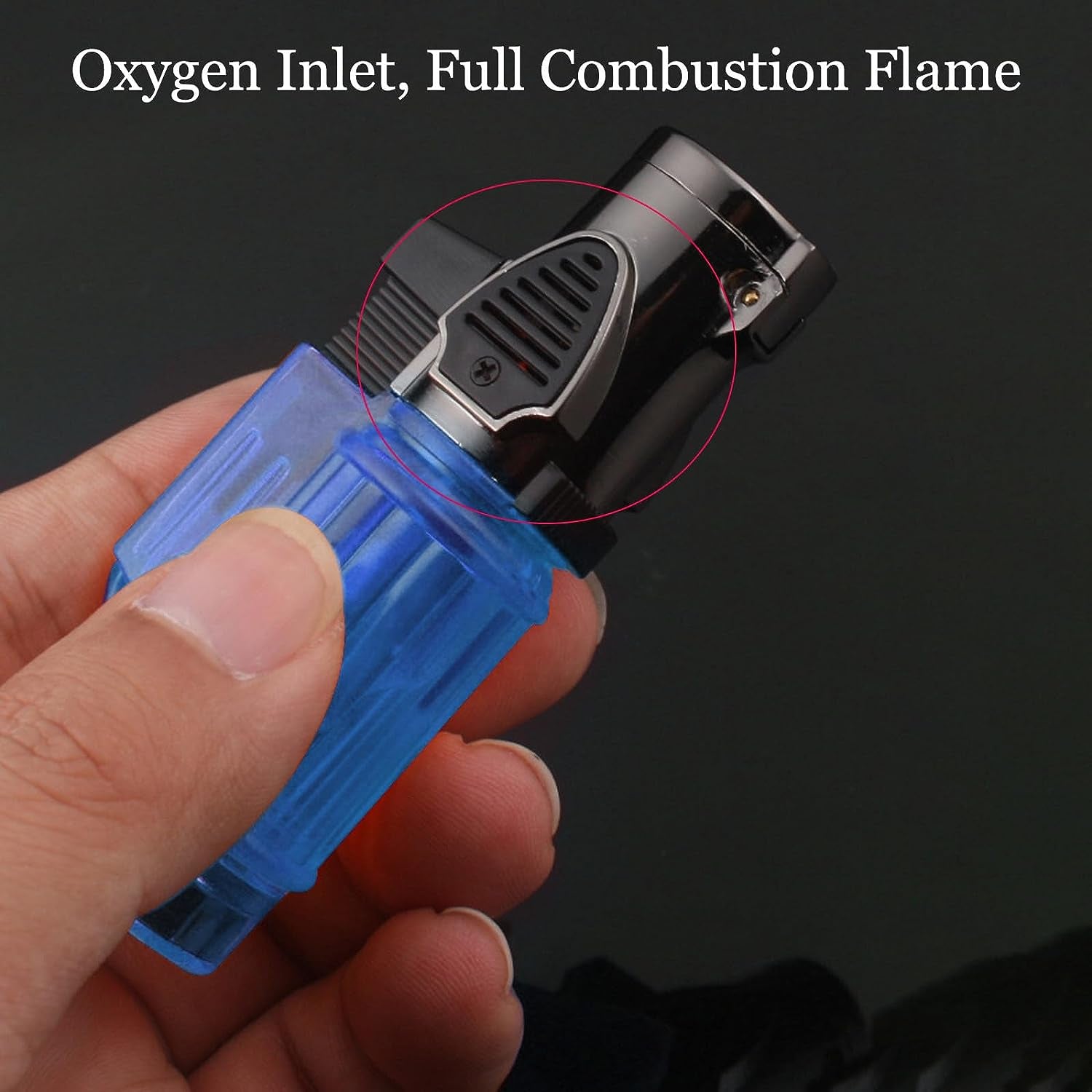 Lighter, 3 Pack Butane Lighter, Windproof Jet Flame Lighter with Fuel Window & Flame Locker,Cool Design Adjustable Flame Torch Lighter for Candle,Kitchen,Grill, Outdoor,Indoor(Without Butane)