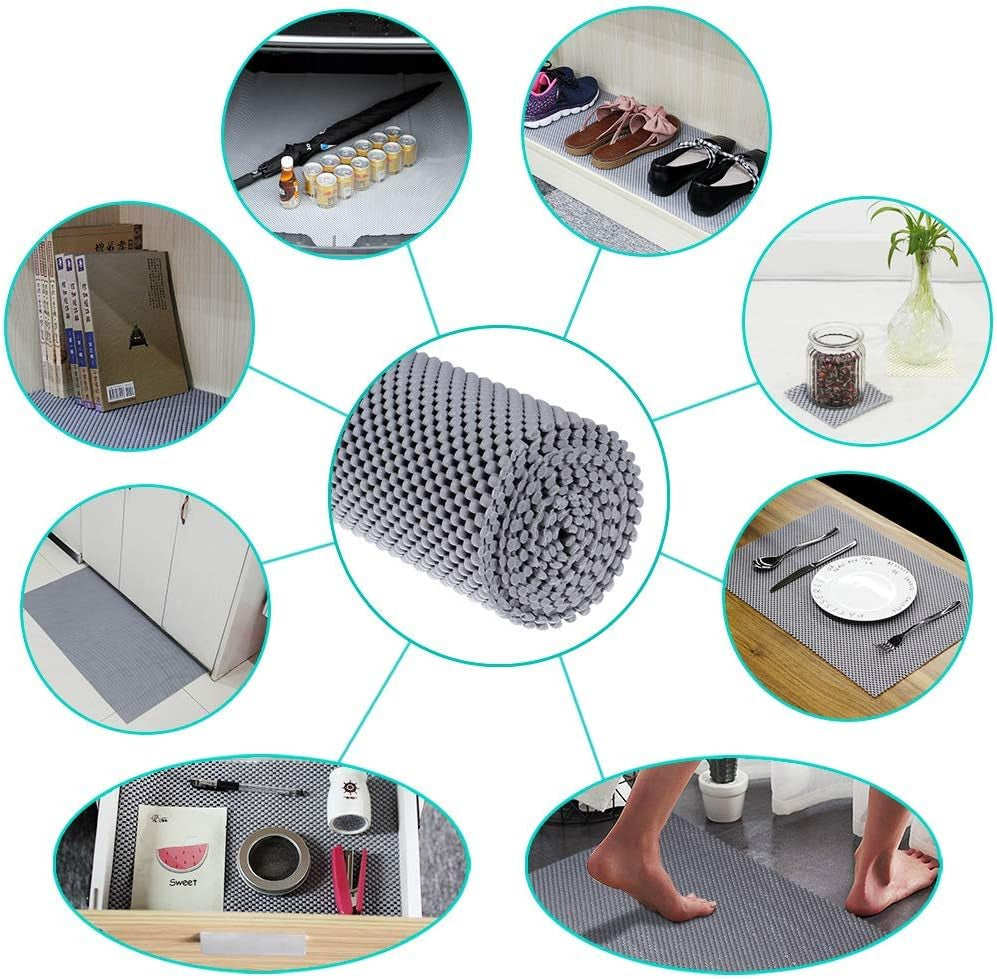 Grid Pattern Non-Slip Shelf Liners - 78 x 20 Inch Sheets that are Easy to Cut - Made from PVC with a Non-Adhesive, Anti-Slip Design - Suitable for Kitchen Cabinets, Drawers, Refrigerator Shelves, Bathroom Floors, and for Use in Home and Office Settings
