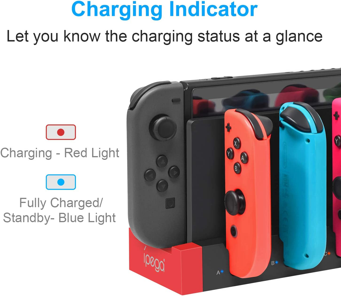 Nintendo Switch Controller Charger Dock with Dock Extension Charging Station and 28 Game Card Storage Slots - Compatible with Joycon and Nintendo Switch Accessories Kits