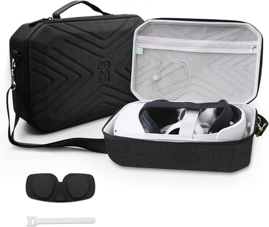 Portable Hard Case for Meta Quest 2 with Elite Strap: Carrying Case for VR Gaming Headset and Controllers Accessories. Features Protective Carrying Bag with Shoulder Strap. Perfect for Travel and Storage.