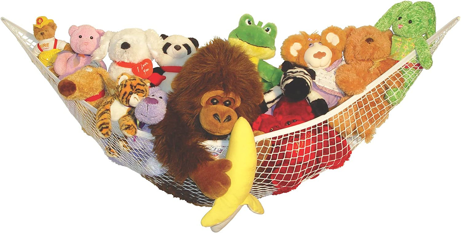 X-Large Toy Storage Hammock: Premium Quality Solution for Organizing Stuffed Animals or Children's Toys, Available in White.