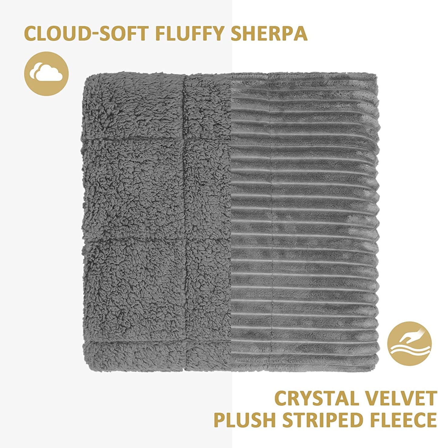 Queen Size 20lbs Weighted Blanket for Adults - Cozy Sherpa Fleece Bed Blanket in Grey. Soft, Warm, and Perfect for Relaxation and Calmness. Measures 60 x 80 inches.