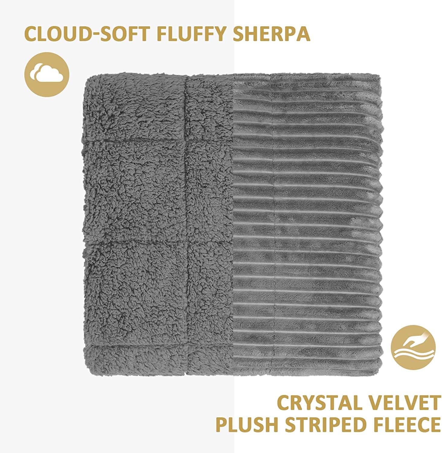 Queen Size 20lbs Weighted Blanket for Adults - Cozy Sherpa Fleece Bed Blanket in Grey. Soft, Warm, and Perfect for Relaxation and Calmness. Measures 60 x 80 inches.