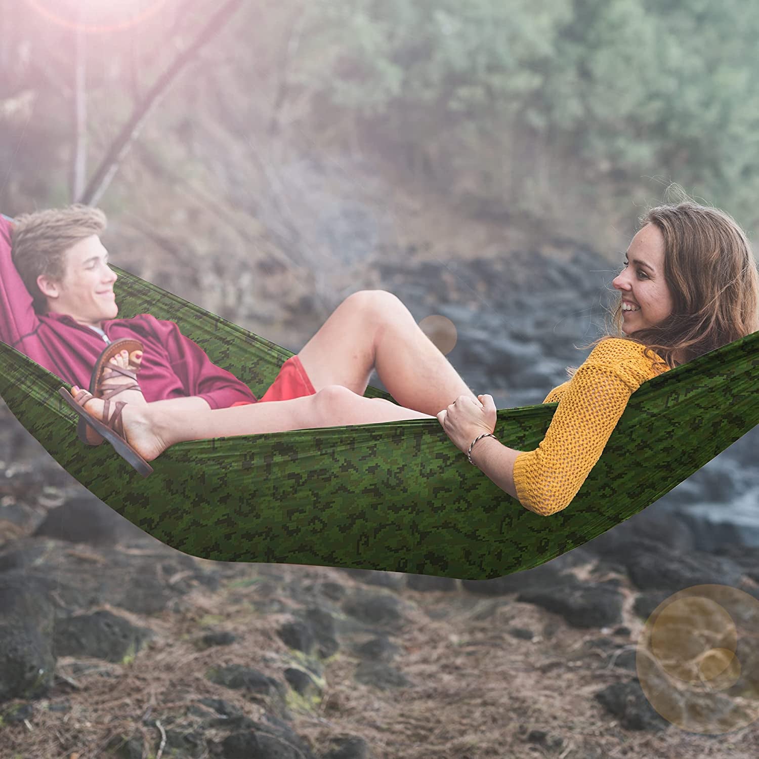 Lightweight Camping Hammock with Mosquito Net - Made from Parachute Fabric, Suitable for Indoor and Outdoor Use, including Camping, Hiking, Backpacking, and Backyard Relaxation.