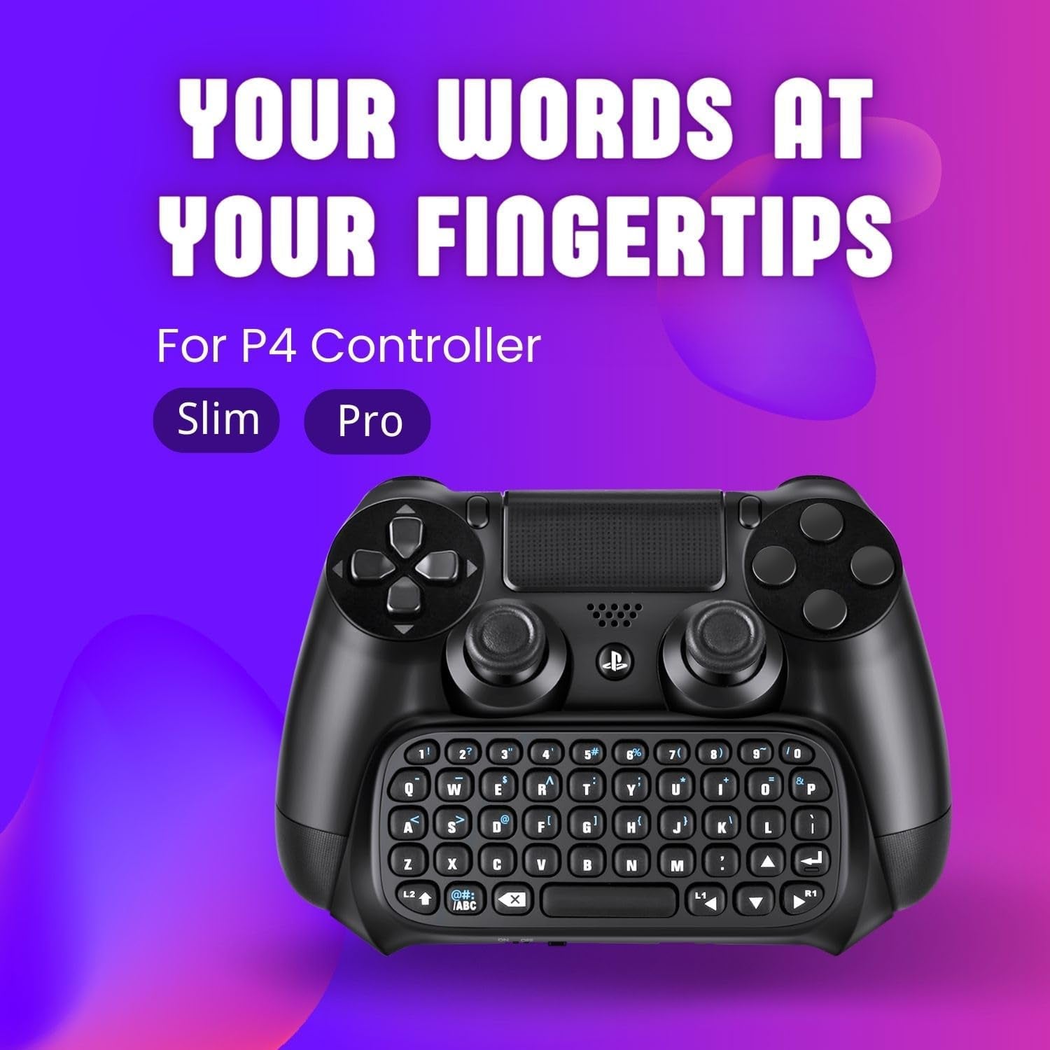 PS4 Chatpad - Compact Design QWERTY Keyboard Attachment for PS4 Controllers. Ultimate Gamepad Keyboard for Playstation 4, compatible with PS4, PS4 Slim, and PS4 Pro.