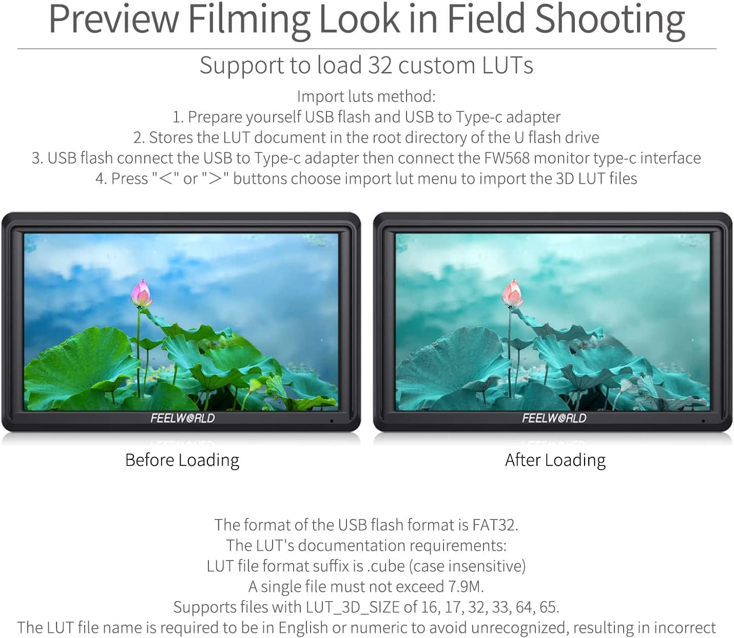 6-Inch DSLR Camera Field Monitor FW568 V3 with Waveform, LUTs, Video Peaking, and Focus Assist - Full HD IPS Display (1920x1080), 4K HDMI Input/Output, 8.4V DC Power Support, Includes Tilt Arm