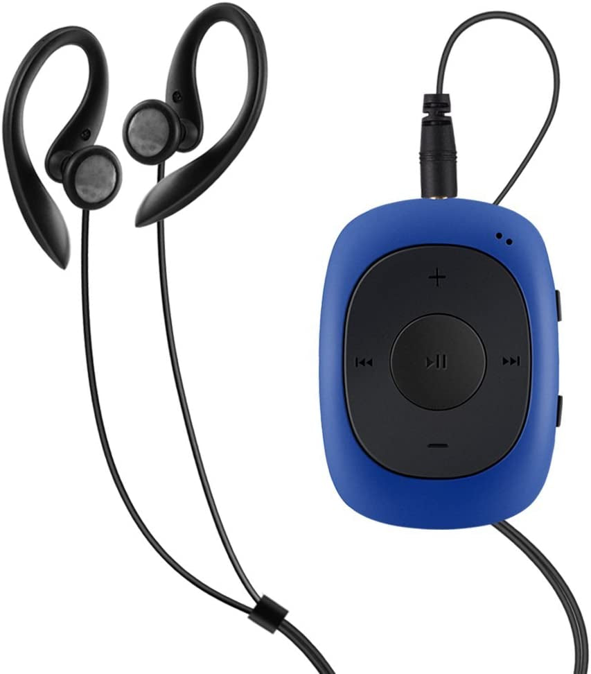 Clip MP3 Player with FM Radio: 8GB Digital Music Player designed for Jogging, Running, and Gym Activities. Available in Blue 