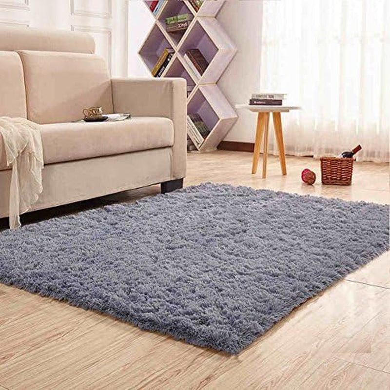 Ultra-Plush Gray Modern Shag Area Rugs: Luxurious and Cozy Living Room Carpet, Comfortable Bedroom Floor Decor, Perfect for Kids' Play Area