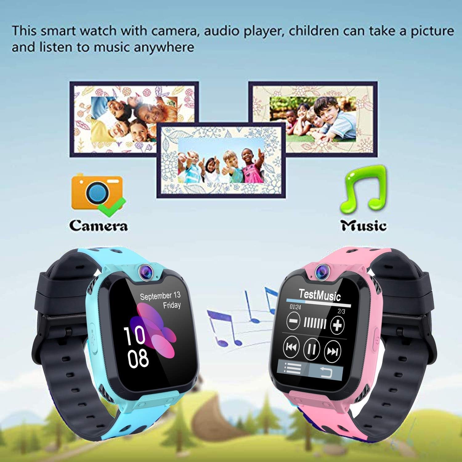 Kids Smartwatch with Games & MP3 Player: Features a 1.54-inch Touch Screen, 2-Way Call, Music Player, Games, Camera, Alarm Clock, and makes for a Fun and Educational Children's School Gift for Boys and Girls.
