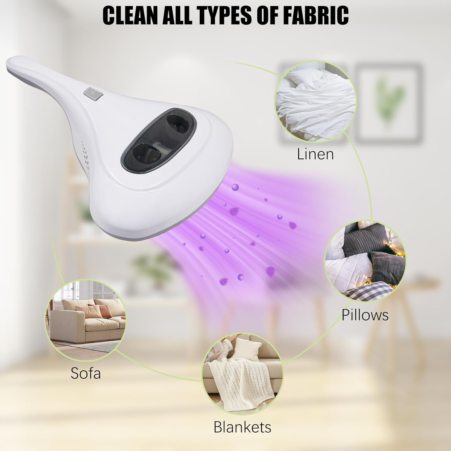 Handheld Mite Vacuum Cleaner - Powerful 9KPa Suction for Effective Removal of Mite Dust, Tiny Particles, and Hair from Bed Sheets, Pillows, and Couches