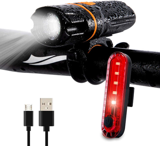 Super Bright Bike Front Light: 1200 Lumen, IPX6 Waterproof, 6 Modes Cycling Flashlight Torch, USB Rechargeable - Includes USB Cables and Tail Light