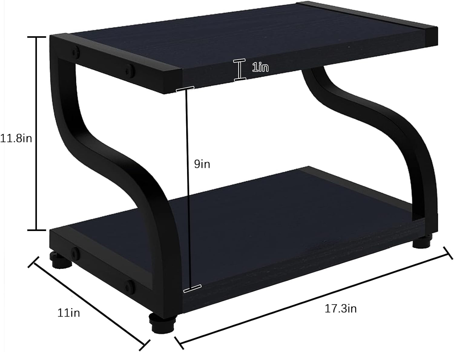 2-Tier Retro Wood Desktop Printer Stand with Storage and Heavy Duty Organizer Rack Shelf for Home Office