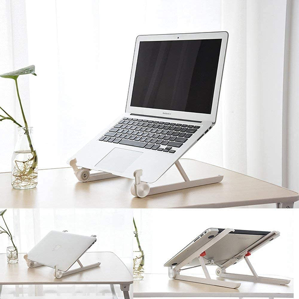 Foldable Portable Laptop Desk Stand: Ergonomic Cooling Pad and Ventilated Laptop Riser for MacBook Pro, MacBook Air, Lenovo, Dell, and More 10-16” Laptops