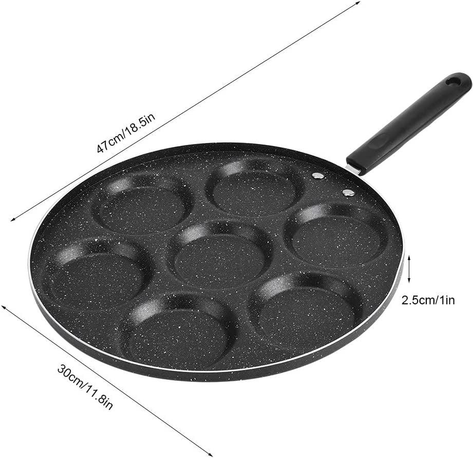 Multifunctional Non-Stick Egg Frying Pan with 7 Holes for Home Cooking - Aluminum Material, Ideal for Preparing Eggs, Burgers, Pancakes, and Dumplings