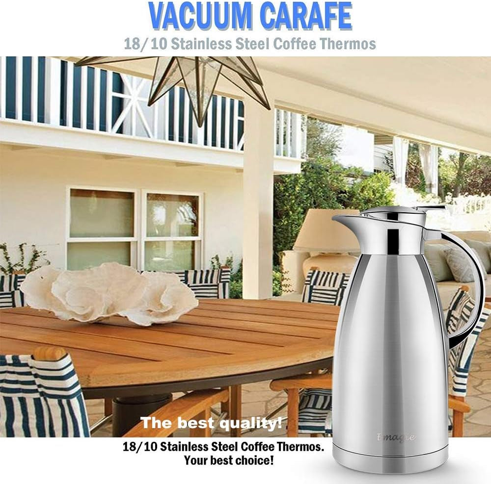 304 Stainless Steel Double Wall Vacuum Insulated 2.3L Vacuum Jug - Carafe for Coffee, Drinks, Plunger-Juice, Milk, Tea, and Water