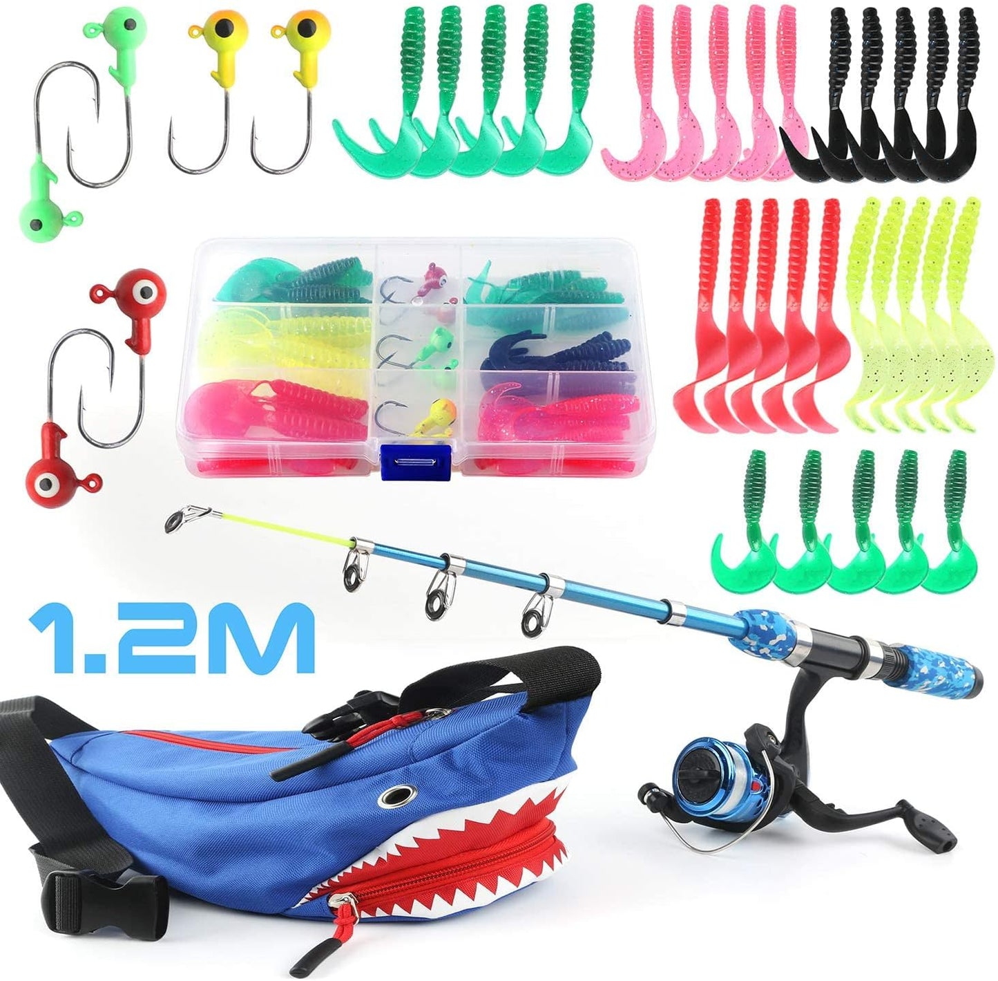 Youth Anglers Fishing Kit: Telescopic Fishing Rod with Reel, Baits, Line, and Tackle Box for Freshwater and Saltwater Fishing