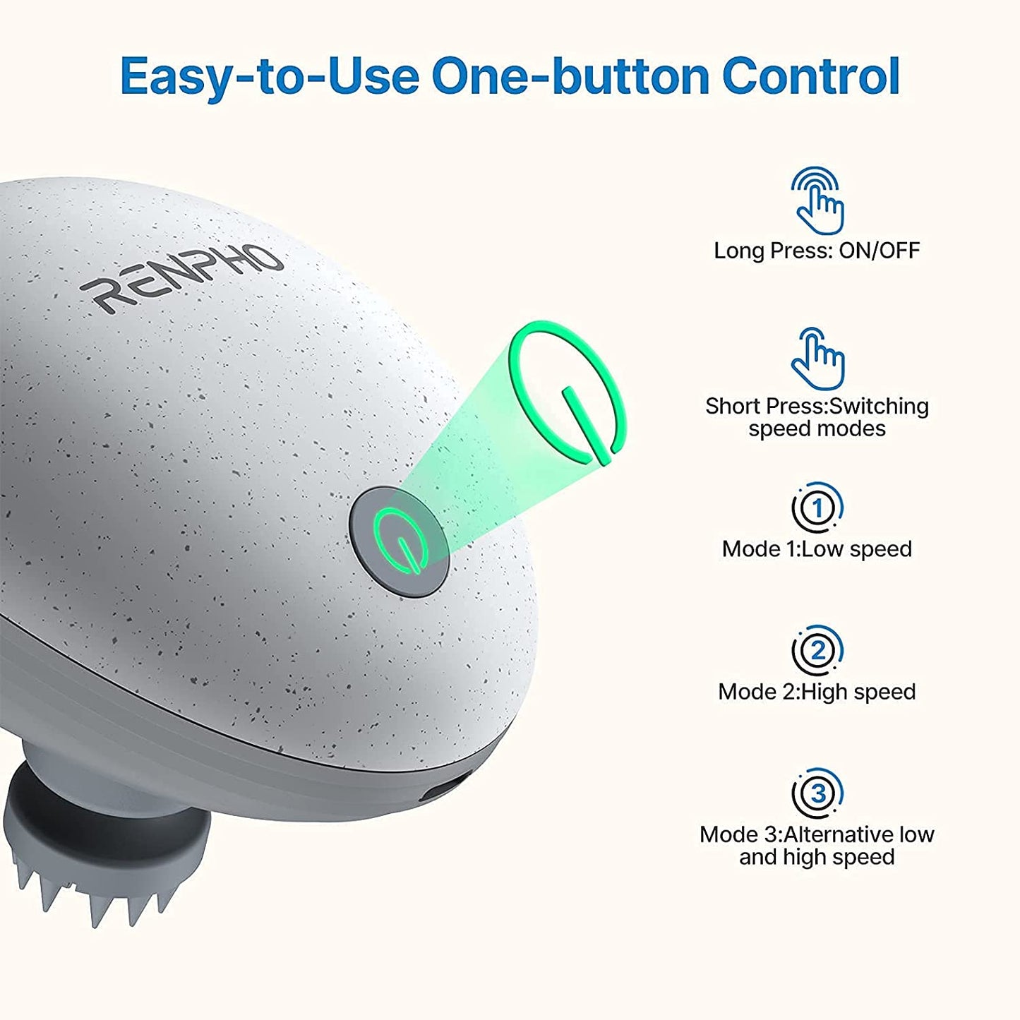 Waterproof Electric Scalp Massager: Portable Head Massager with 4 Replacement Massage Heads for Stress Relief, Deep Cleaning, and Full Body Massage