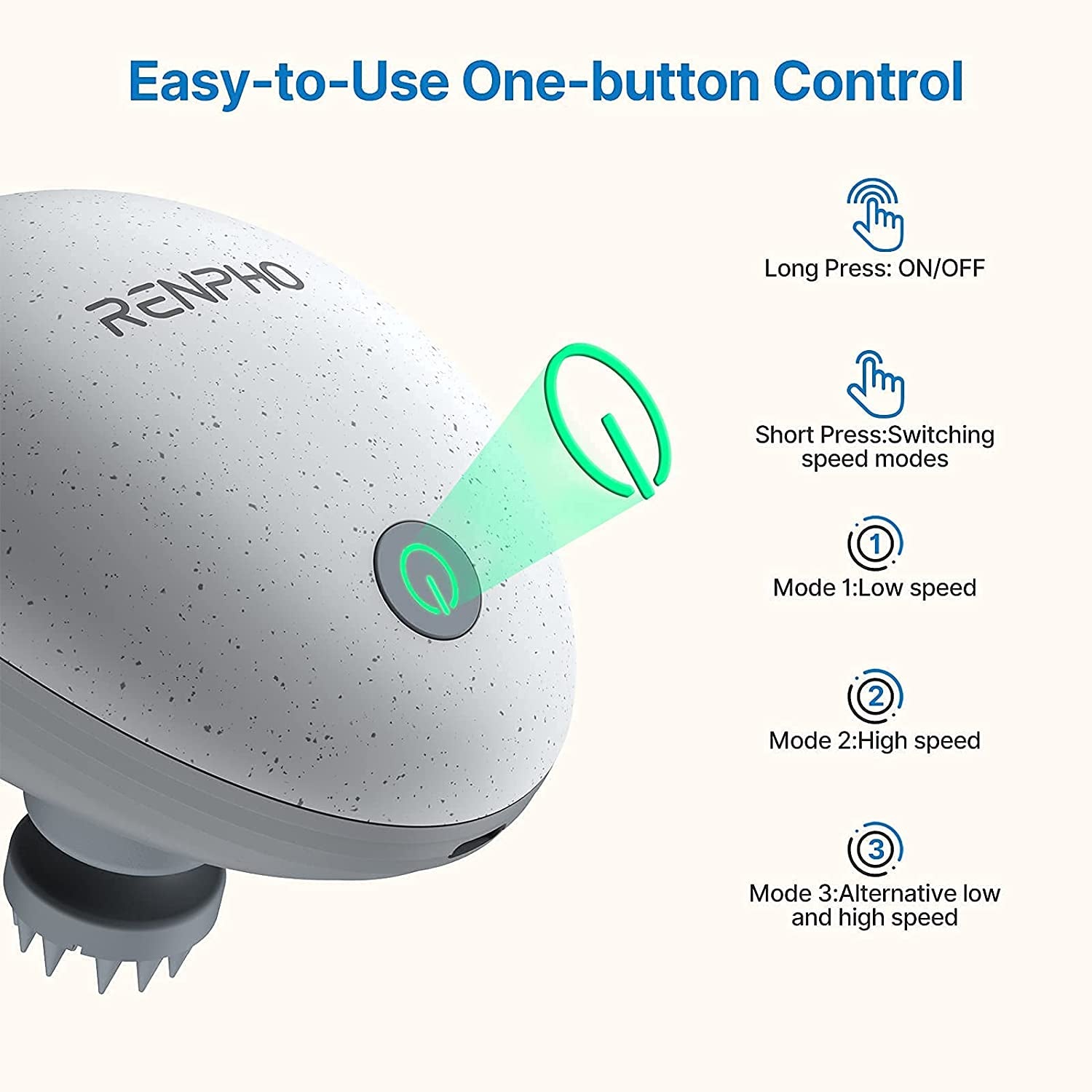 Waterproof Electric Scalp Massager: Portable Head Massager with 4 Replacement Massage Heads for Stress Relief, Deep Cleaning, and Full Body Massage