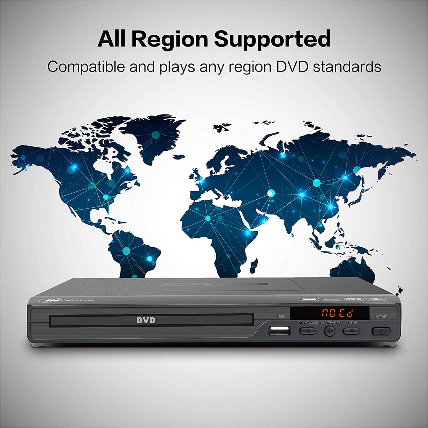 CD / DVD Player - All Region DVD Player for Home with HDMI / AV Output, USB Multimedia Player Function, High Speed HDMI 2.0 & AV Cable Included - Upscaling 1080P