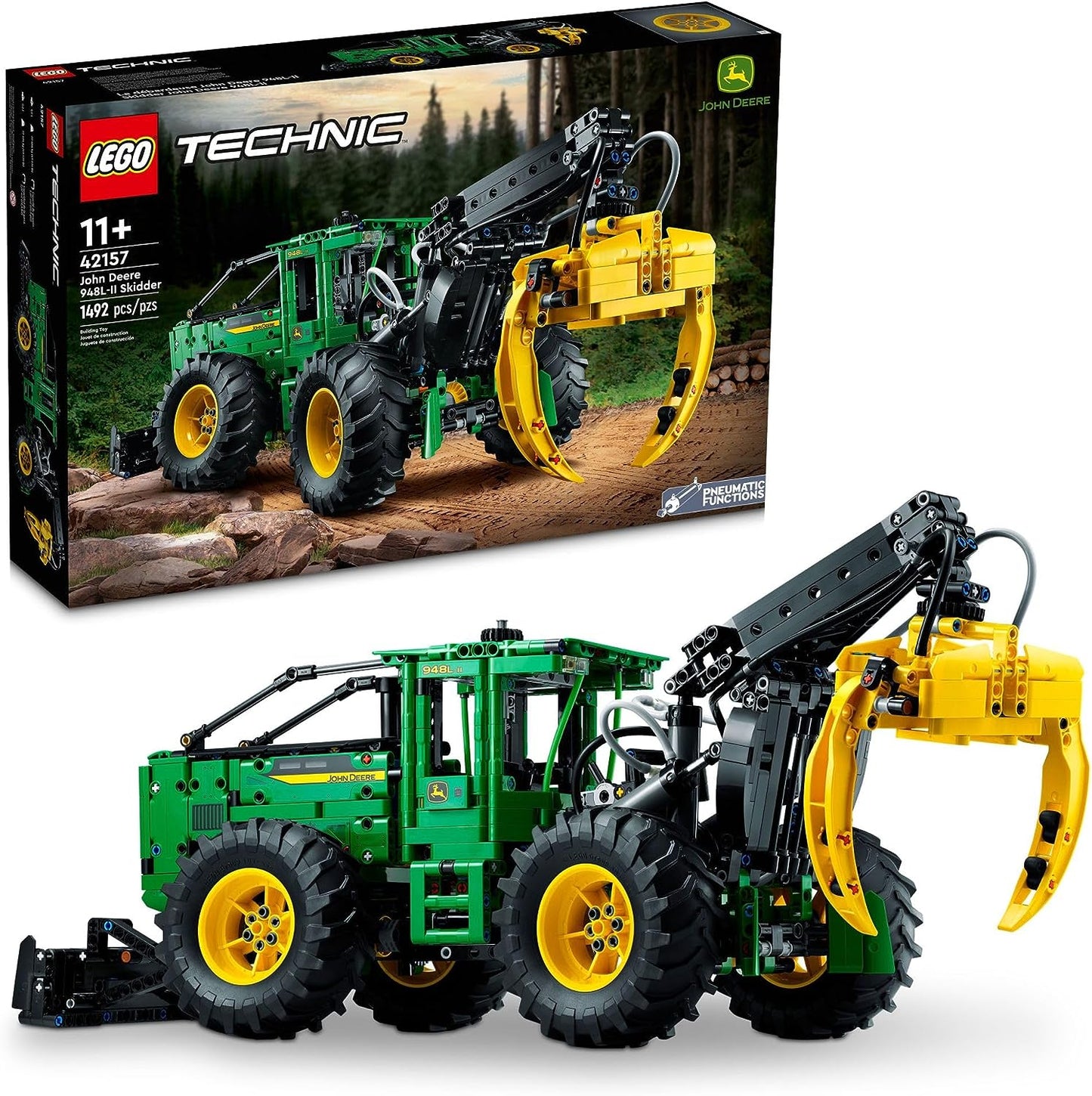 Technic John Deere 948L-II Skidder 42157 Advanced Tractor Toy Building Kit for Ages 11 and Up - Ideal Gift for Young Engineering Enthusiasts and Fans of Heavy-Duty Farm Vehicles