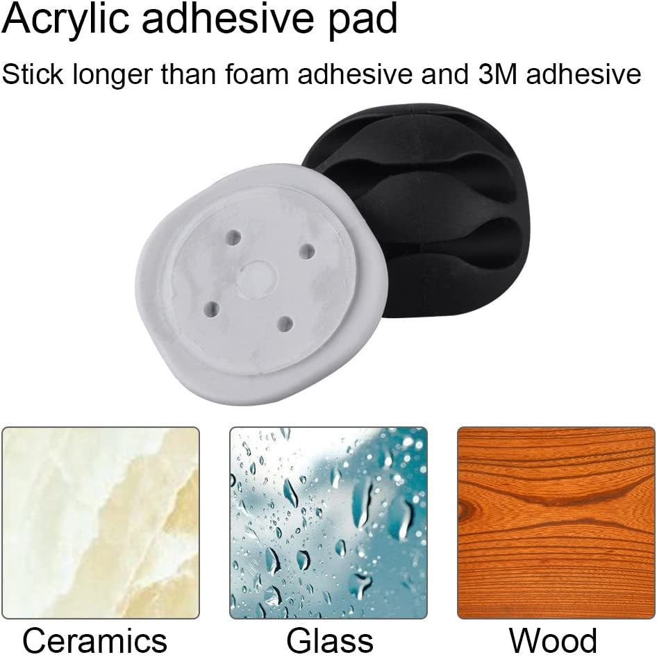 24-Piece Adhesive Silicone Cable Clips for Desk Cable Management - Black and Grey