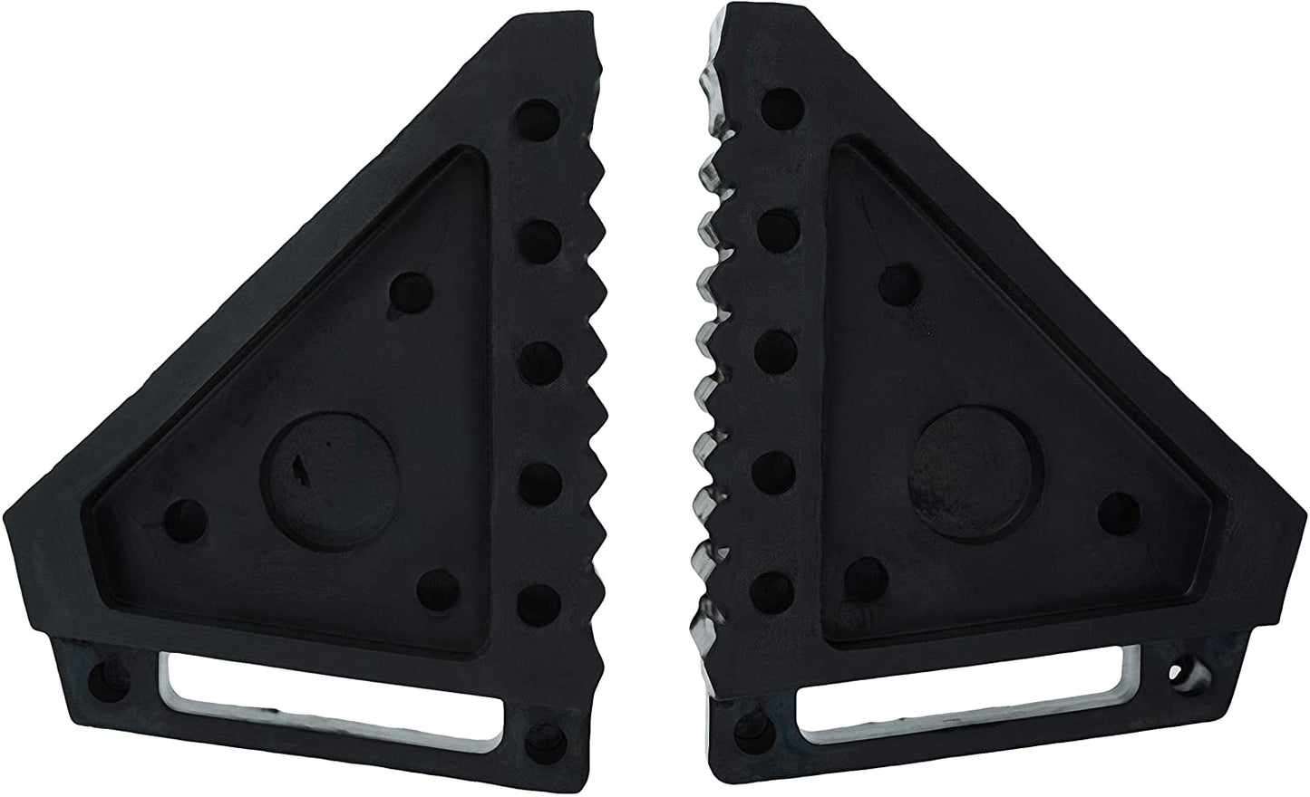 Set of 2 Heavy-Duty Black Wheel Chocks - These Wheel Chocks measure 8 inches in Length, 4 inches in Width, and 6 inches in Height - 70472.