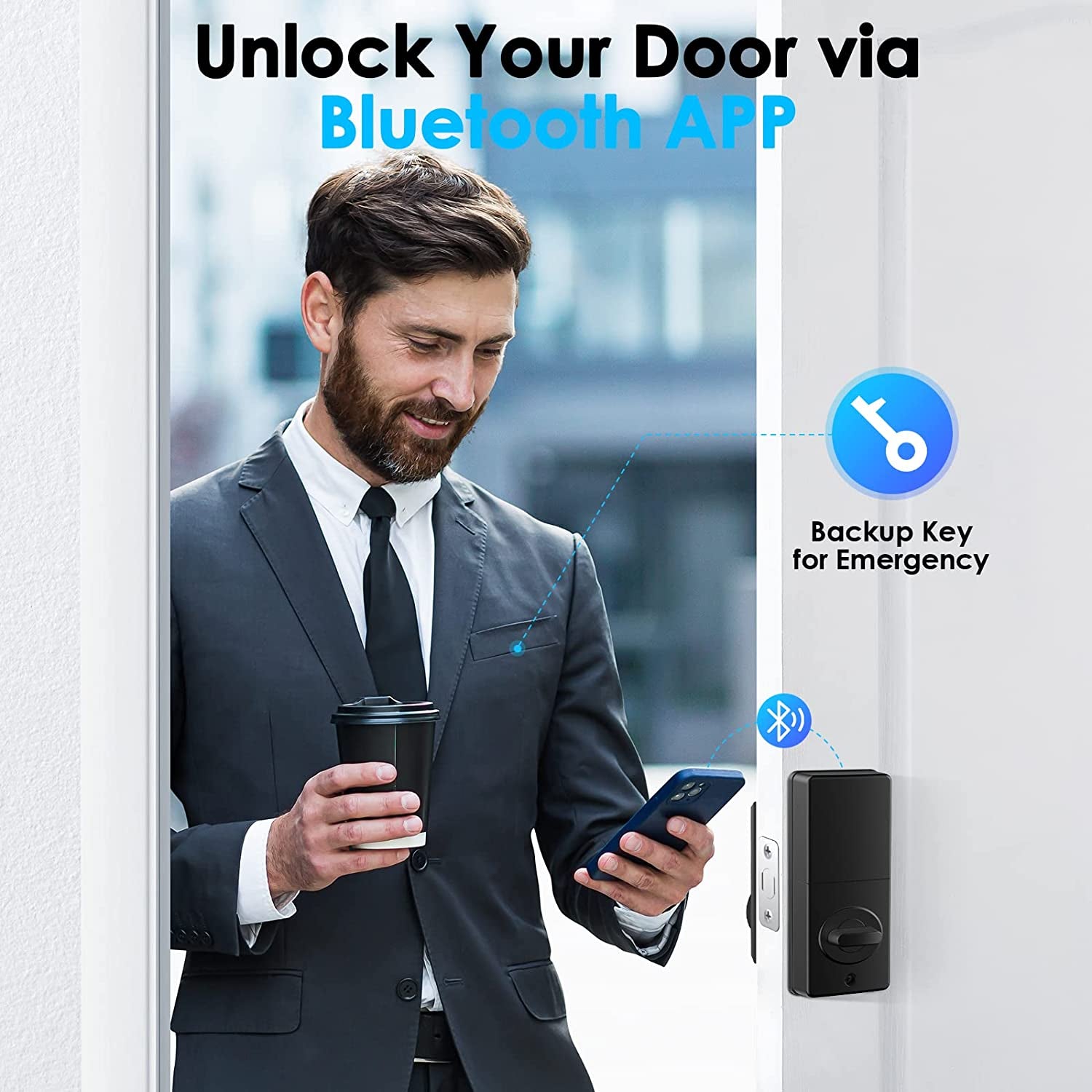 Smart Lock, Keyless Entry Door Lock with Bluetooth, Electronic Deadbolt with Keypads Easy to Install, 50 User Codes, Security Waterproof Smart Locks for Front Door, Home Use, Apartment