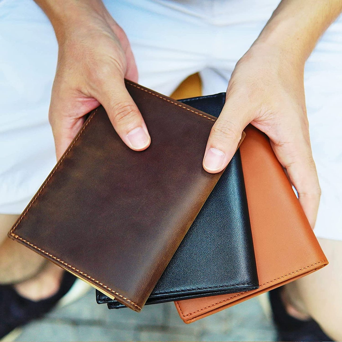 RFID Blocking Leather Passport Holder Travel Wallet - Premium Quality for Men and Women (Dark Brown)