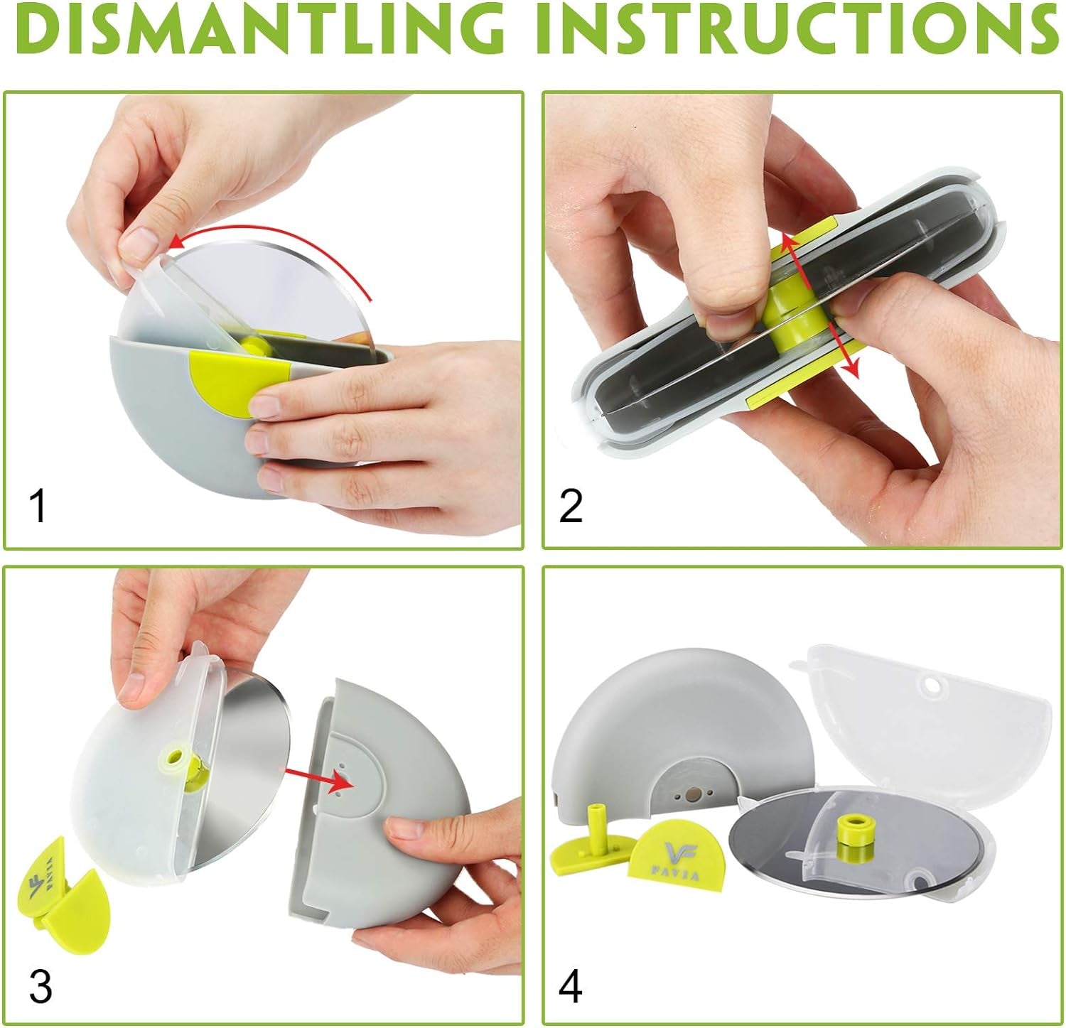 Professional Grade Handheld Pizza Cutter Wheel Slicer - Durable 304 Stainless Steel Blade with Protective Blade Guard