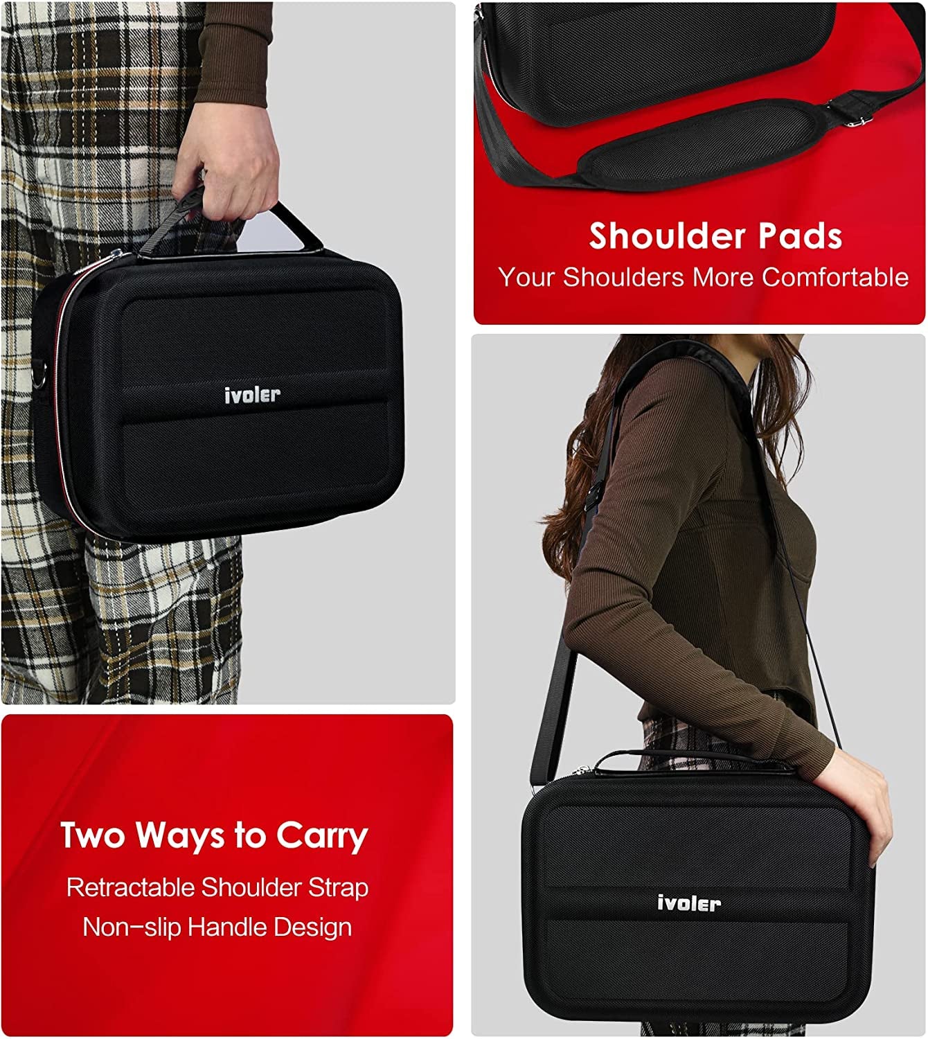  Carrying Storage Case for Nintendo Switch/Switch OLED Model (2021) - Portable Travel Protective Hard Messenger Bag with Soft Lining, Accommodates 18 Games, Switch Console, Pro Controller & Accessories - Black