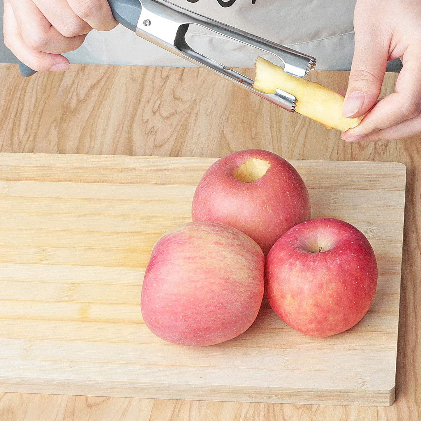 Premium Apple Corer, Food-Grade Stainless Steel Blade, Sturdy Ergonomic Handle, Easy to Use, Sharp and Durable, for Removing Cores of Apples and Pears, 6.9Inch, Grey