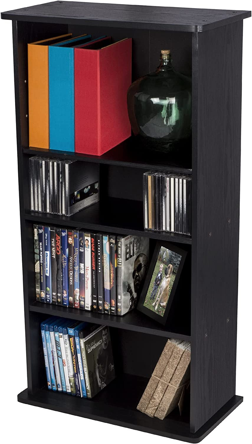 Drawbridge Adjustable Media Cabinet, 36" X 19" X 10", Black