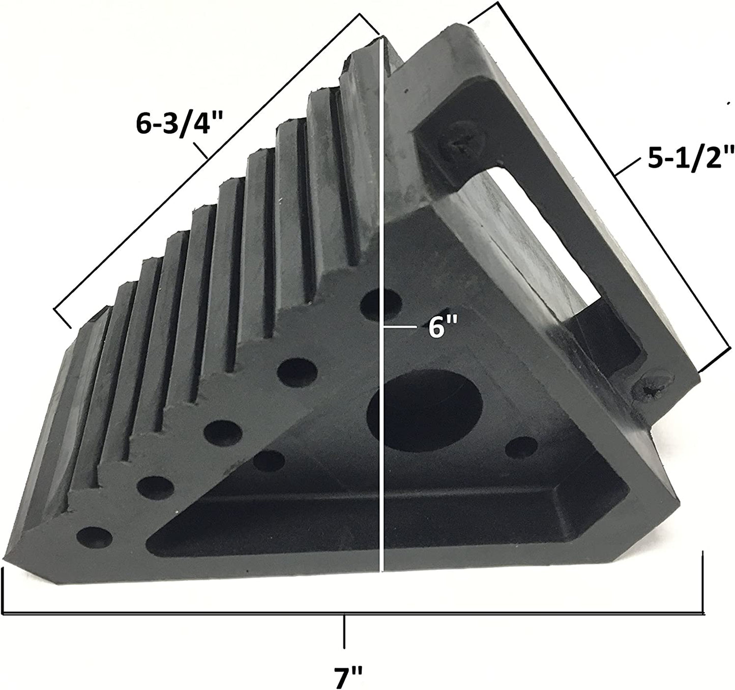 Set of 2 Heavy-Duty Black Wheel Chocks - These Wheel Chocks measure 8 inches in Length, 4 inches in Width, and 6 inches in Height - 70472.