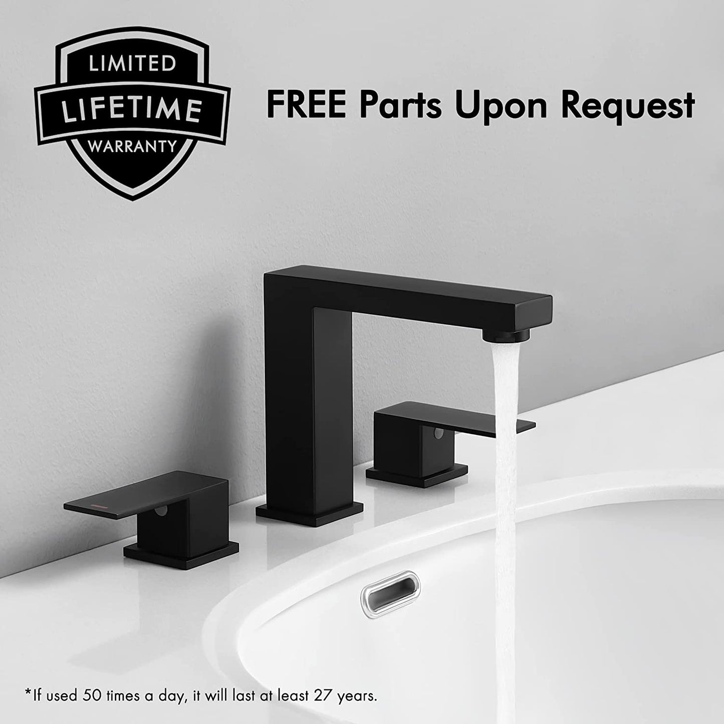 8" Matte Black Bathroom Faucet - 3 Hole Vanity Faucet Bathroom Sink Faucet with Supply Hoses SUS 304 Stainless Steel