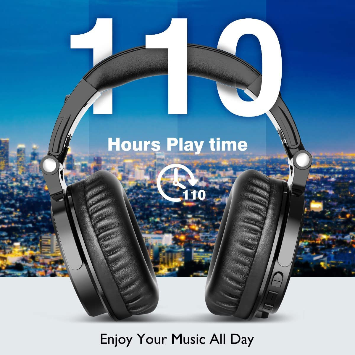 Studio Wireless (Y80B)  Bluetooth Over Ear Headphones - Foldable Headset with 110 Hrs Wireless/Wired Stereo Bluetooth, Deep Bass, and 50mm Neodymium Drivers for PC/Phone.