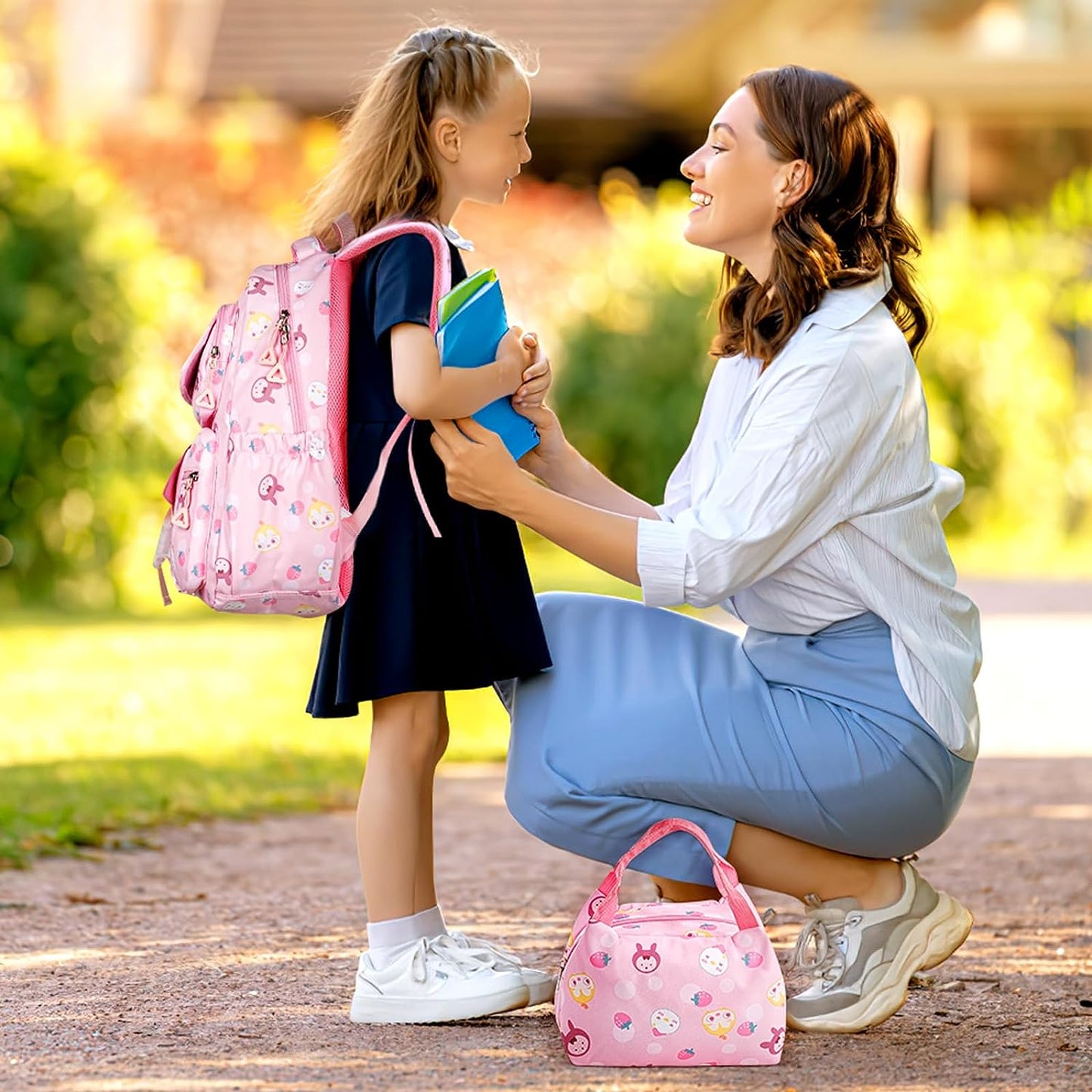 Complete 3-in-1 Back to School Backpack Set for Girls - Adorable Backpack, Including Lunch Bag and Pencil Case, Perfect Gift for Teen Girls