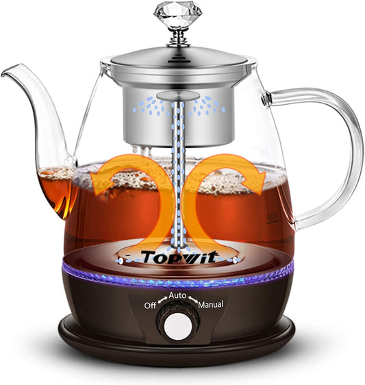 Electric Kettle with Automatic Tea-brewing and Keep Warm Functions - Features Dual Modes for Tea and Hot Water - 1L Capacity - Includes Stainless Steel Infuser - Suitable for Pour Over Tea and Hot Water - Convenient Electric Tea Maker.