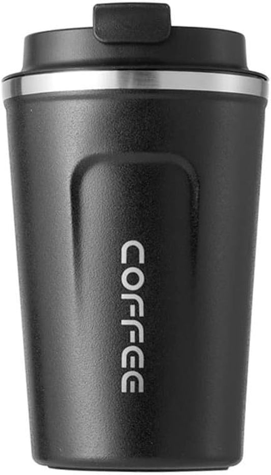 Insulated Coffee Travel Mug: Fashionable Stainless Steel Coffee Cup with Leak-Proof Lid, 13 oz Capacity, in Black Color