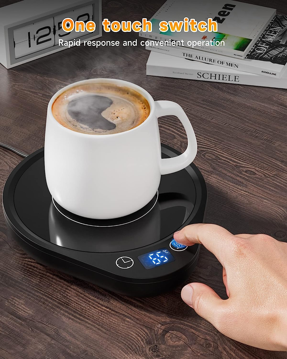 Smart Coffee Mug Warmer with 3 Temperature Settings - Electric Beverage Warmer Plate with Auto Shut Off - for Coffee, Tea, and Milk - Office and Home Desk Use (Cup Not Included)