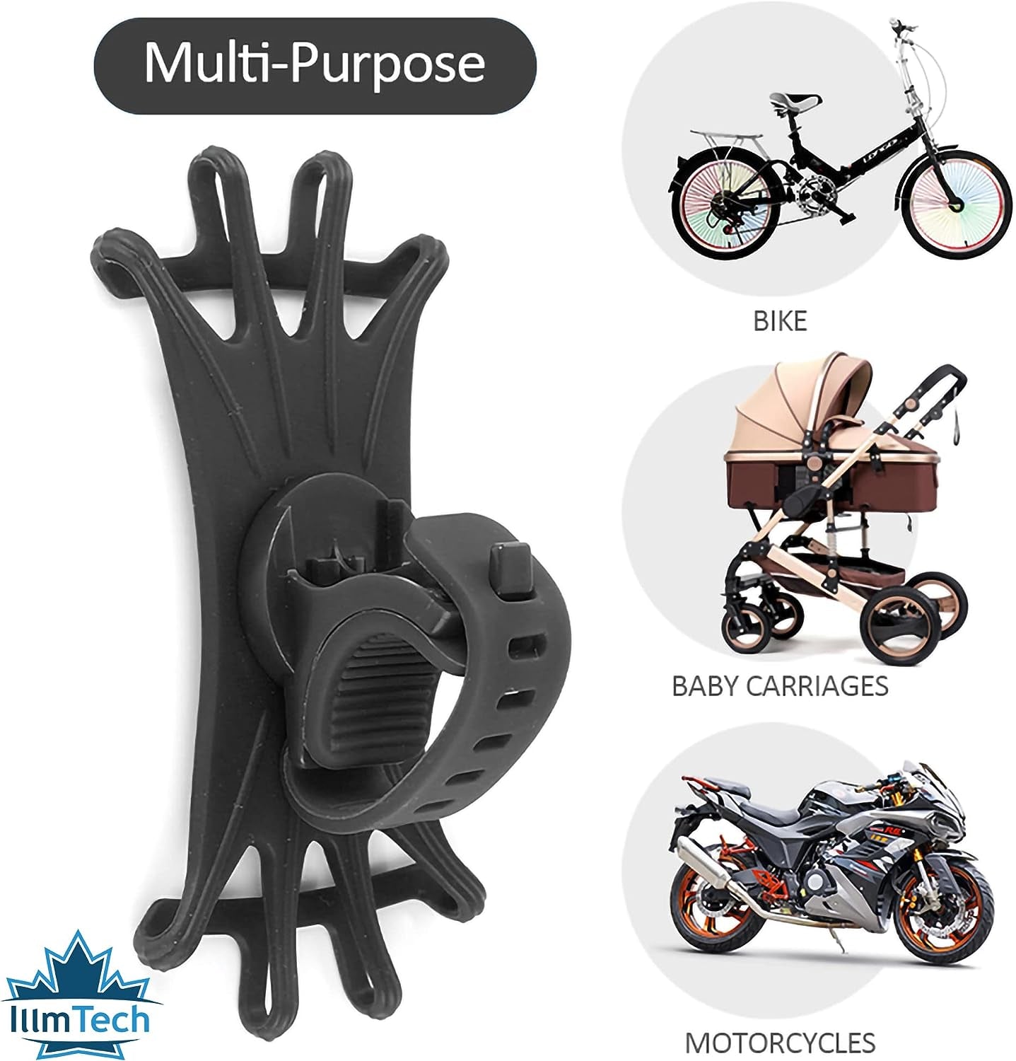 Adjustable Handlebar Bike and Motorcycle Phone Mount - Compatible with Smartphones from 4.7 to 6.3 Inches, Including iPhone, Samsung Galaxy, LG, Motorola, and More.