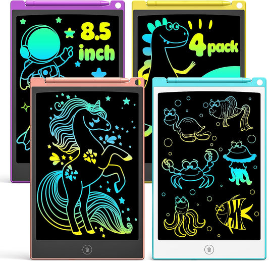 4 Pack LCD Writing Tablet, 8.5 Inch Colorful Doodle Board Drawing Tablet for Kids, Educational Travel Games Activity Learning Toys, Ideal Birthday Gifts for 3-6 Year Old Boys and Girls Toddlers