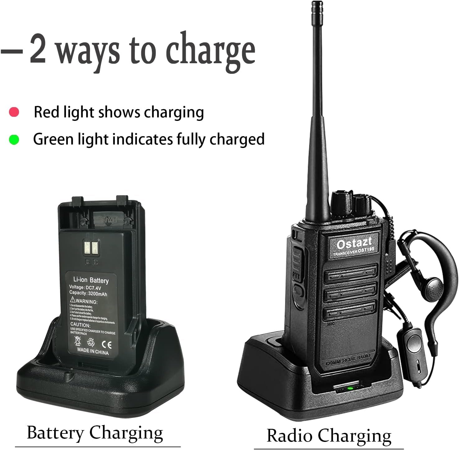 Set of 4 Long Range Rechargeable Two-Way Radios - Professional 16 Channel Handheld Walkie Talkies with Earpieces. Ideal for Home Use, Hiking, Camping, and more.