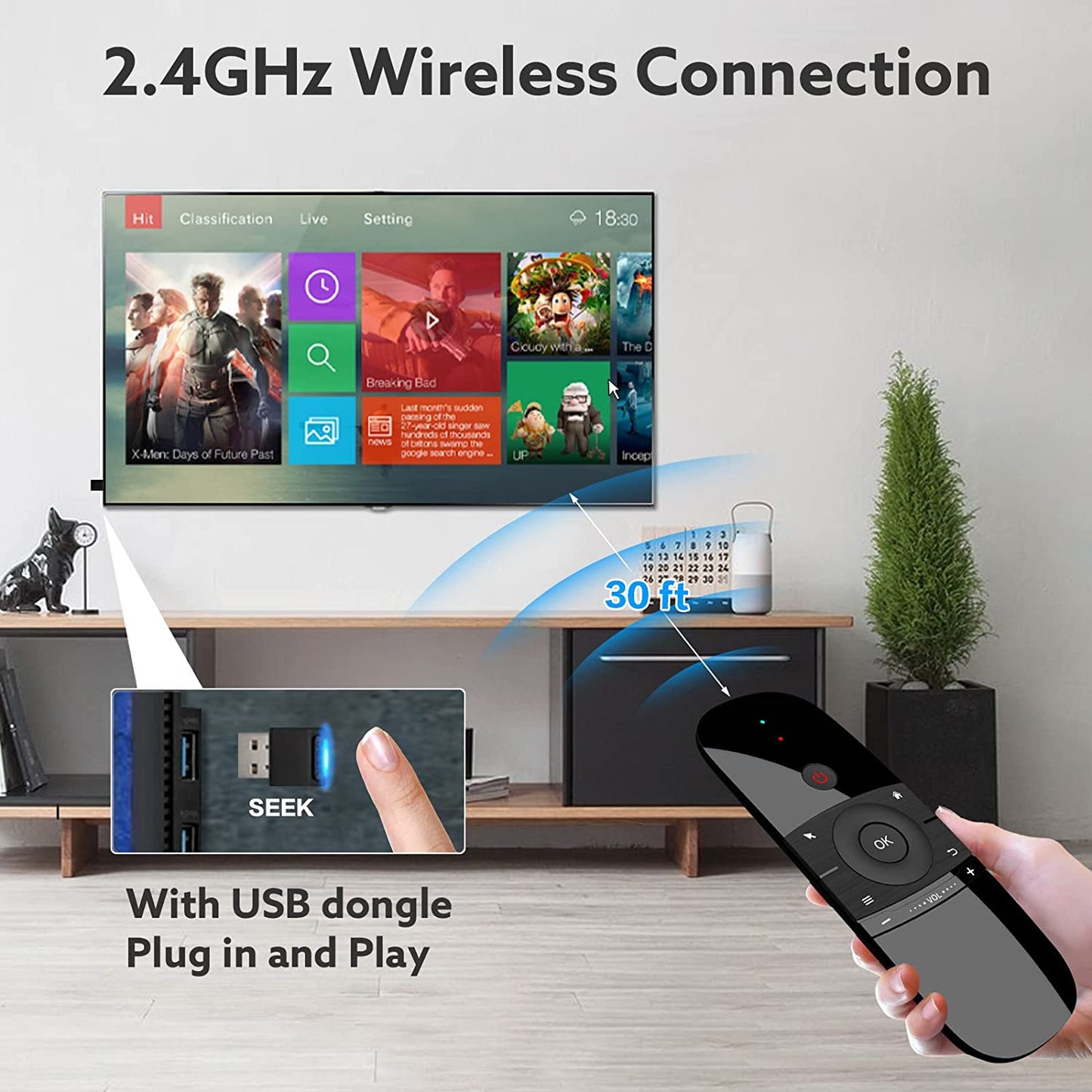 W1 Remote: 2.4G Wireless Keyboard & Multifunctional Remote Control for Nvidia Shield, Android TV Box, PC, Projector, HTPC, All-in-one PC