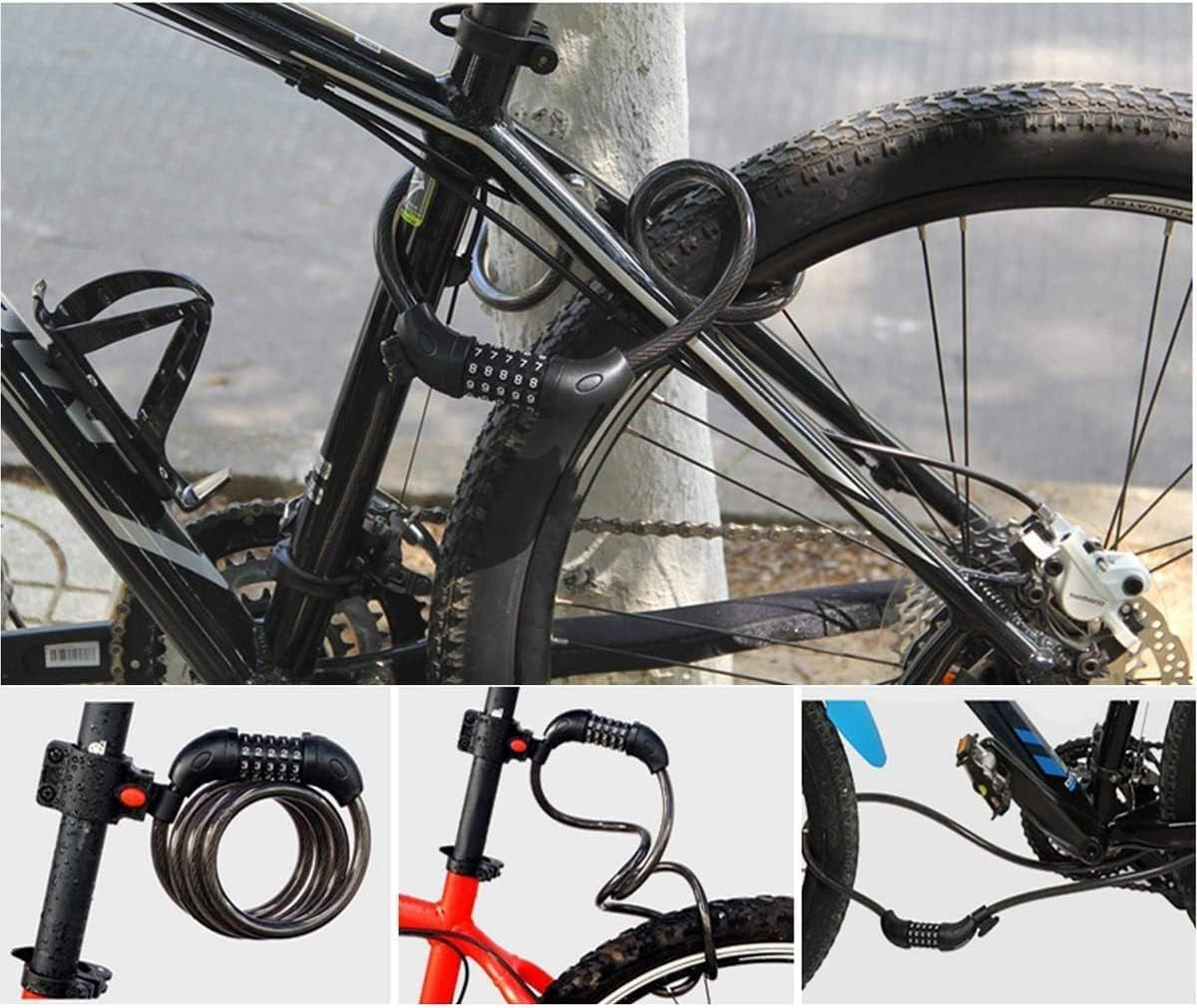 High Security 4 Feet Bicycle Lock with 5-Digit Combination, Heavy Duty Anti-Theft Cable Lock for Mountain Bikes, Including Mounting Bracket