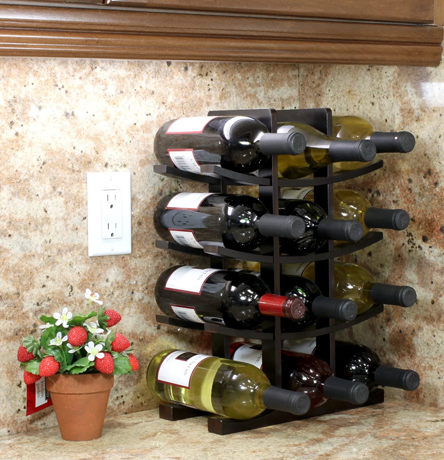 Bamboo 12-Bottle Dark Espresso Wine Rack