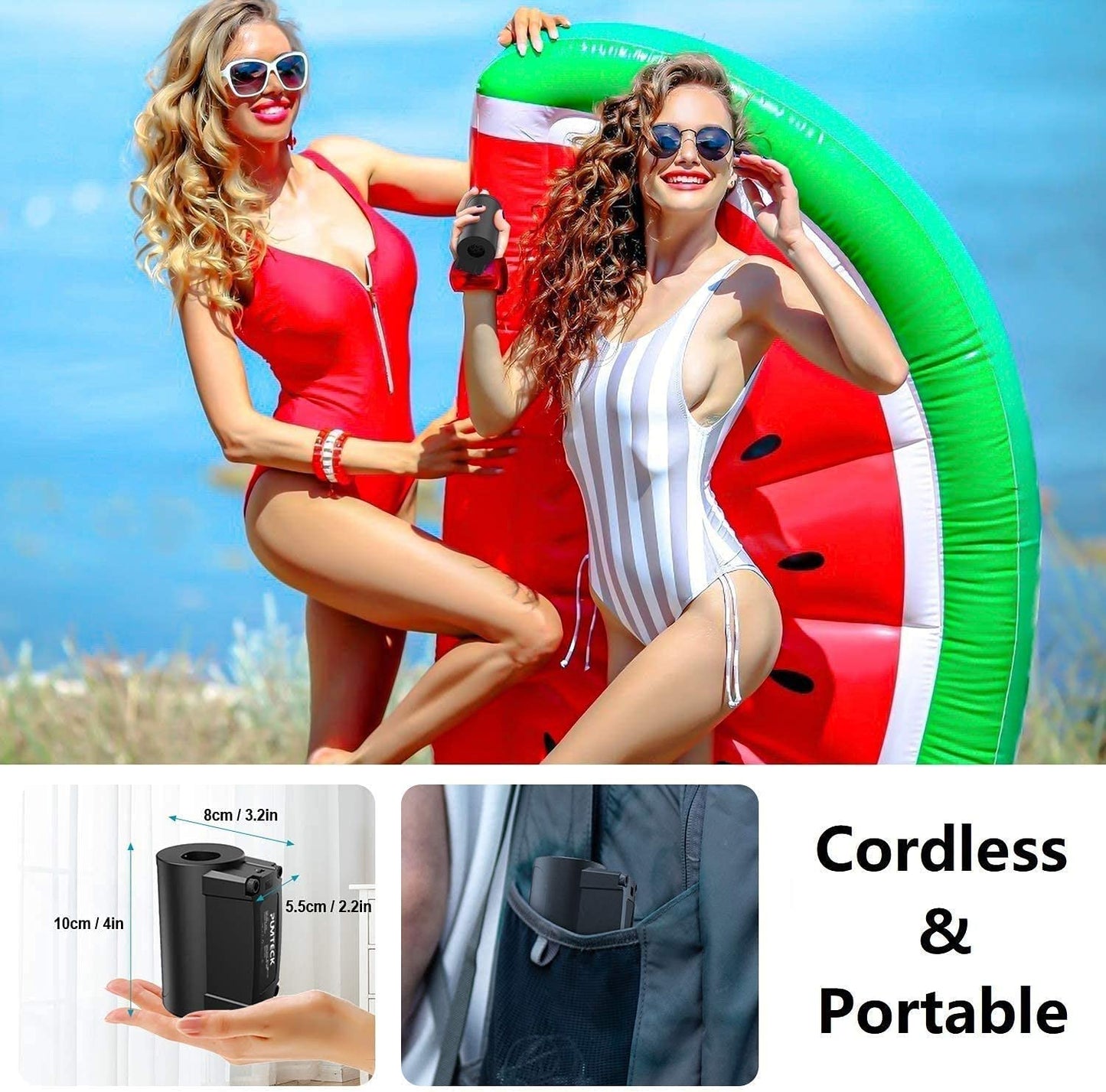 Wireless Rechargeable Electric Air Pump: Quick-Fill Inflator for Pool Inflatables, Air Mattresses, Exercise Balls, Air Boats, and Yoga Balls - Ideal for Inflating and Deflating.