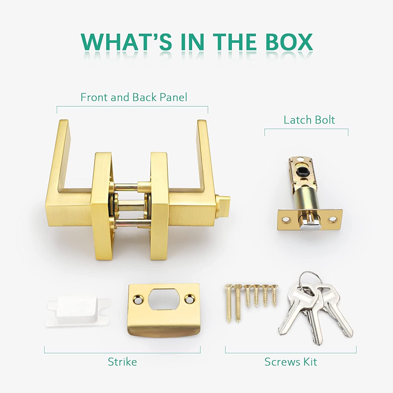 Satin Brass Keyed Entry Door Lever - Heavy-Duty Exterior Door Handle with a Keyed Entry Lock Set. Suitable for Left or Right-Handed Doors.