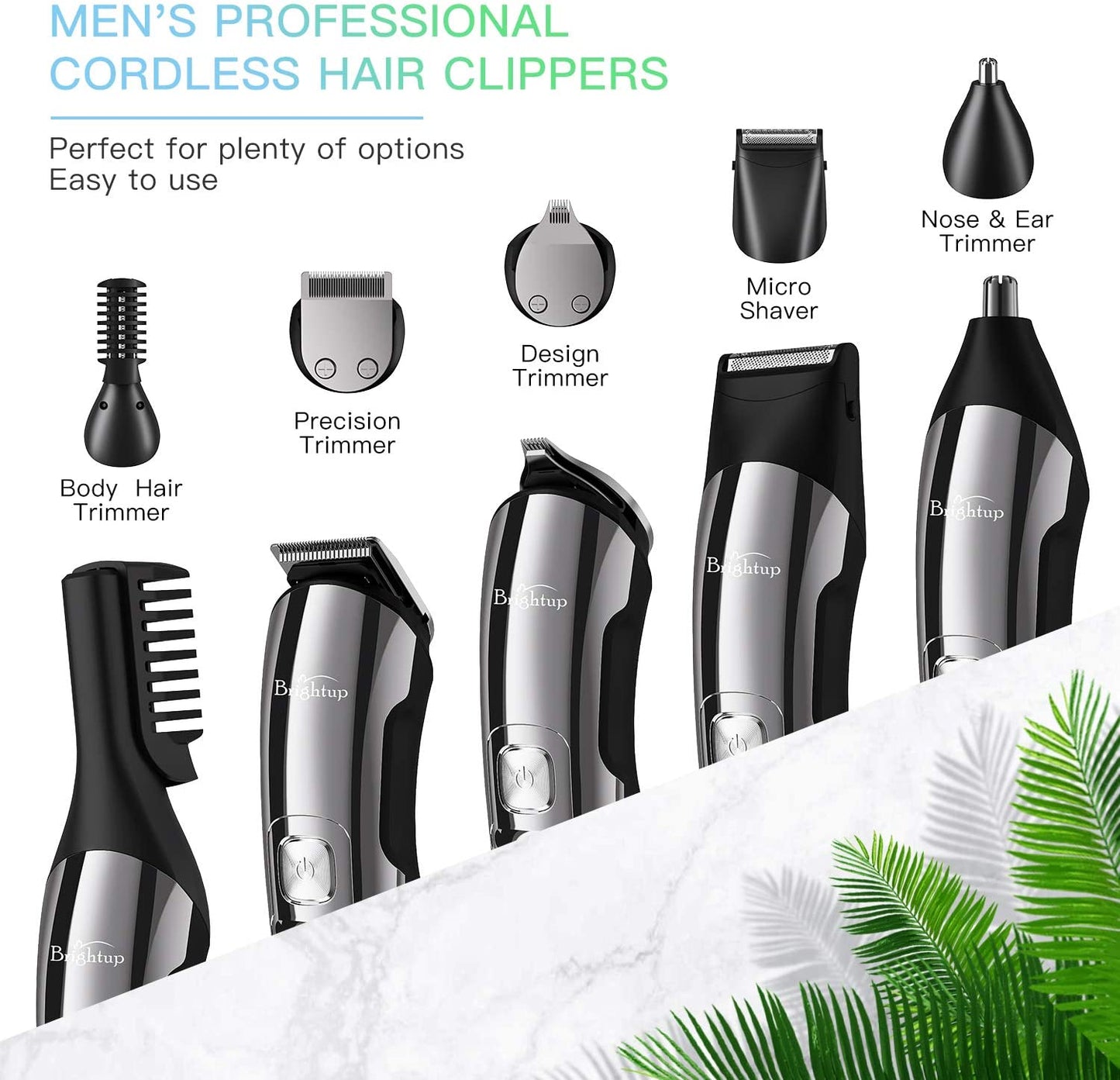 Men's Beard Trimmer - Multifunctional Hair Clippers & Trimmer - IPX7 Waterproof for Use on Mustache, Face, Nose, Ears, and Body - Electric Razor with USB Rechargeable & LCD Display 
